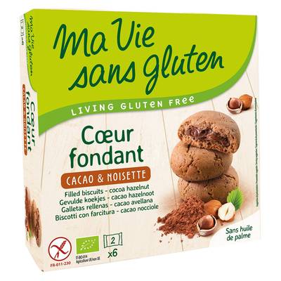 Ma Vie Sans Gluten Biscuit bio coeur fondant cacao noisette, 6 étuis - 200g