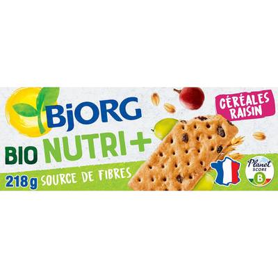 Bjorg Biscuit céréales et Raisins Nutri+ Bio, 218g