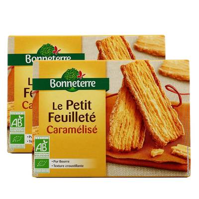 Bonneterre Biscuit feuilleté caramelisé bio, Lot de 2x120g
