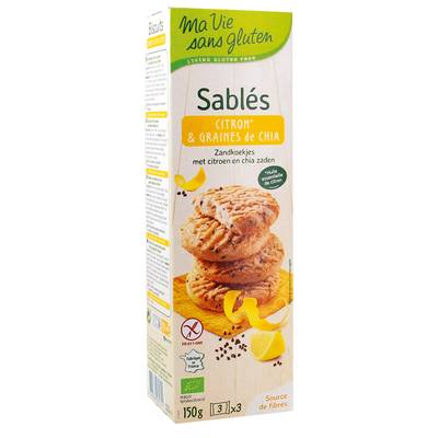 Ma Vie Sans Gluten Sablés bio citron et graines de chia sans gluten, 150g