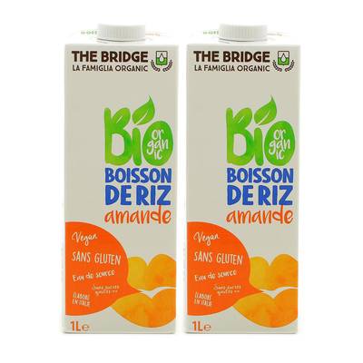 The Bridge Boisson de riz bio à l'amande, Lot de 2x1L