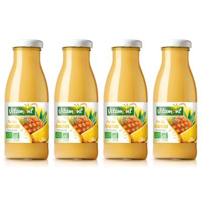 Vitamont Mini pur jus d'ananas Bio, Lot de 4x25cl