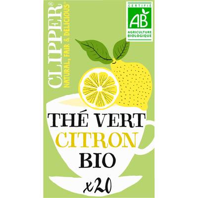 Clipper Thé Vert au Citron Bio, 20 sachets