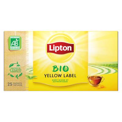 Lipton Thé noir bio yellow lable, 25 sachets