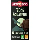 Alter Eco - Commerce Equitable Chocolat Noir 70% Cacao Bio d'Équateur, 100g