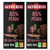 Alter Eco - Commerce Equitable Chocolat noir absolu 85% bio du Pérou, Lot de 2x100g