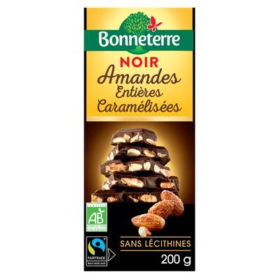 Bonneterre Chocolat noir amandes bio, 200g