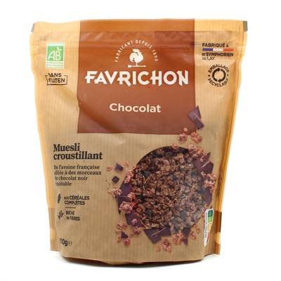 Favrichon Muesli croustillant Chocolat bio sans gluten, 500g