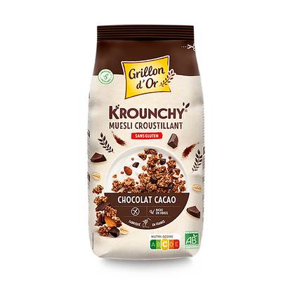 Grillon Or Krounchy Muesli Chocolat Cacao Sans Gluten Bio, 500g