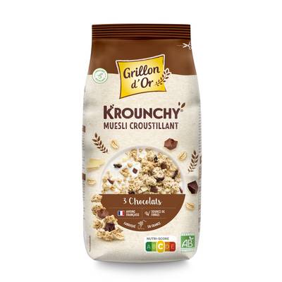 Grillon Or Céréales Krounchy 3 Chocolats BIO, 500g
