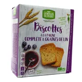 Le Moulin du Pivert Biscottes bio à la farine complète et graines de lin, 270g