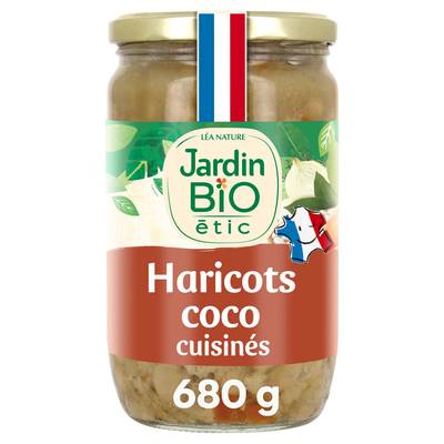 Jardin Bio Etic Haricots Coco Cuisinés Bio en bocal, 680g