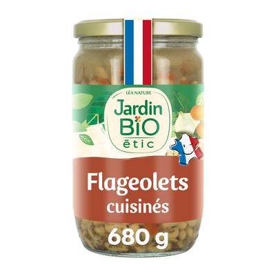 Jardin Bio Etic Flageolets Cuisinés Bio en bocal, 680g
