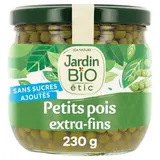 Jardin Bio Etic Petits pois extra fins Bio Sans sucres ajoutés en bocal, 230g