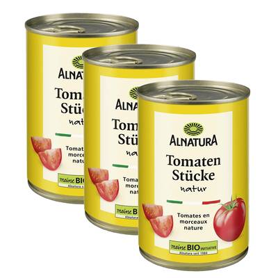 Alnatura Tomates en Morceaux Nature Bio en conserve, Lot de 3x400g