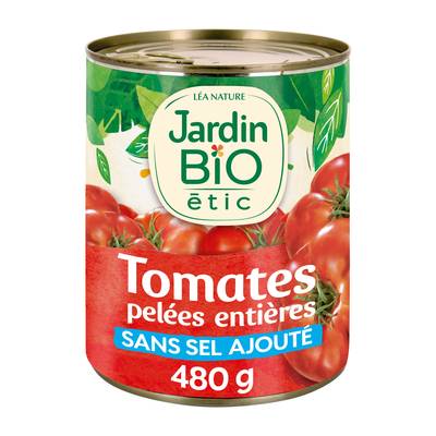Jardin Bio Etic Tomates Pelées Entières au Jus Bio sans sel ajouté en conserve, 480g
