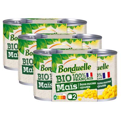 Bonduelle Maïs sans sucre ajoutés bio en conserve, Lot de 3 - 2x140g