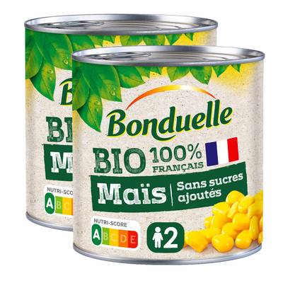 Bonduelle Maïs sans sucres ajoutés Bio en conserve, Lot de 2x285g