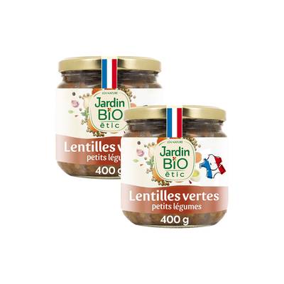 Jardin Bio Etic Lentilles Vertes Petits Légumes Bio en bocal, Lot de 2x400g