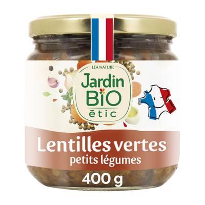 Jardin Bio Etic Lentilles Vertes Petits Légumes Bio en bocal, 400g