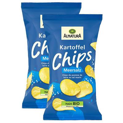 Alnatura Chips de pommes de terre bio au sel marin bio, Lot de 2x125g
