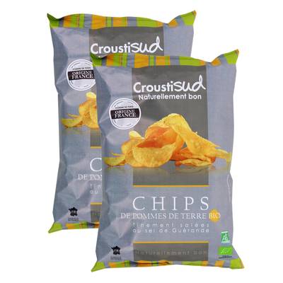Croustisud Chips de pomme de terre Bio, Lot de 2x100g