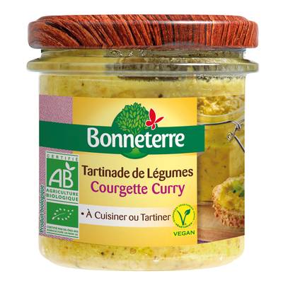 Bonneterre Tartinade courgette curry bio en bocal, 135g