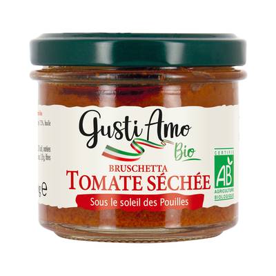 Gusti Amo Bruschetta Tartinable Tomates Séchées Bio en bocal, 100g