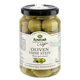 Alnatura Olives vertes Dénoyautées Bio en bocal, 180g