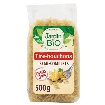 Jardin Bio Etic Pâtes Tire-bouchons semi complètes Cuisson Express Bio, 500g