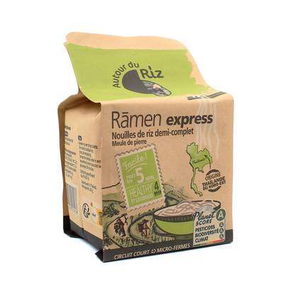 Autour Du Riz Ramen express de riz bio demi-complet en brique individuelle, 4x70g