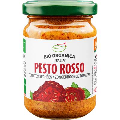 Bio Organica Italia Pesto Rouge bio, aux tomates sèchées en bocal, 140g