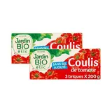Jardin Bio Etic Coulis de Tomate Bio sans sel ajouté en brique, Lot de 2x3x200g
