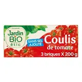 Jardin Bio Etic Coulis de Tomate Bio sans sel ajouté en brique, 3x200g
