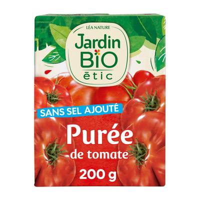 Jardin Bio Etic Purée de Tomate Bio sans sel ajouté en brique, 200g