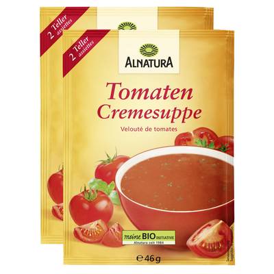 Alnatura Soupe Velouté de tomates bio Soupe déshydratée en sachet pour 2, Lot de 2x46g