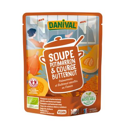 Danival Potimarron Butternut bio Soupe liquide en sachet pour 2, 50cl