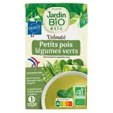 Jardin Bio Etic Soupe Velouté Petit Pois et Légumes Verts Bio - Soupe liquide en brique familiale, 1L