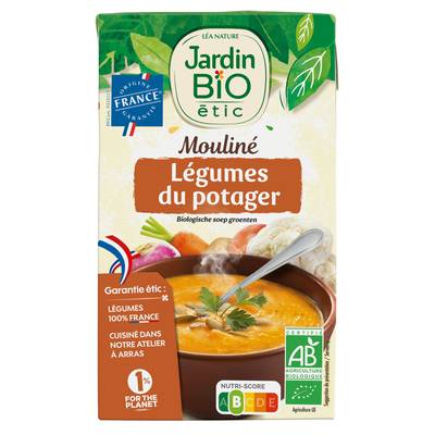 Jardin Bio Etic Mouliné de Légumes du Potager Bio Soupe liquide en brique familiale, 1L