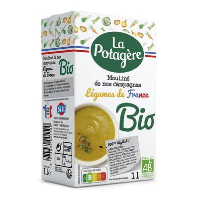La Potagère Mouliné de Légumes de nos Campagnes Bio Soupe liquide en brique familiale, 1L
