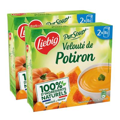 Liebig Velouté de Potiron bio Soupe liquide en brique individuelle, Lot de 2 -2x30cl