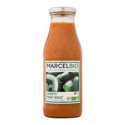 Marcel Bio Soupe courgette tomate basilic Bio en bouteille, 48cl