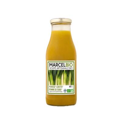 Marcel Bio Soupe poireaux pommes de terres carottes bio en bouteille, 48cl