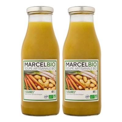 Marcel Bio Soupe 7 légumes Bio en bouteille, Lot de 2x48cl