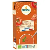 Priméal Soupe Velouté de tomates et lentilles corail bio - Soupe liquide en brique individuelle, 33cl
