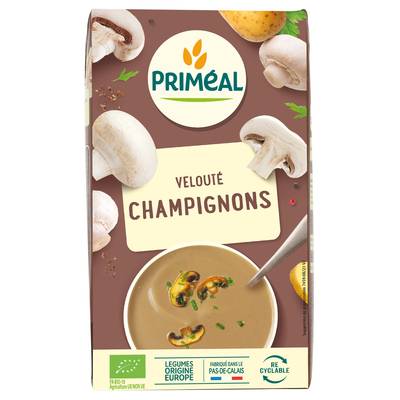 Priméal Velouté de champignons bio Soupe liquide en brique familiale, 1L