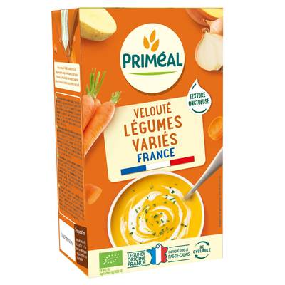 Priméal Velouté de légumes variés bio Soupe liquide en brique familiale, 1L