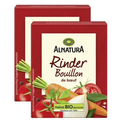 Alnatura Bouillon Cube boeuf bio  - 6 cubes, Lot de 2 - 6x11g