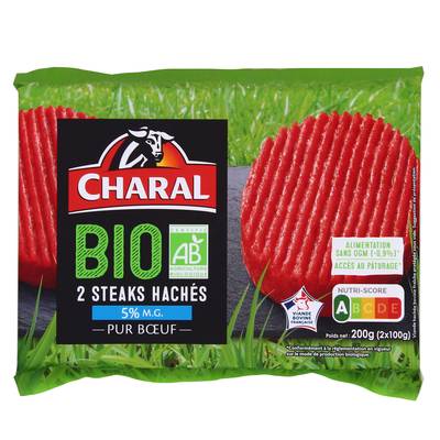 Charal Steaks Hachés Bio 5%MG, 2x100g