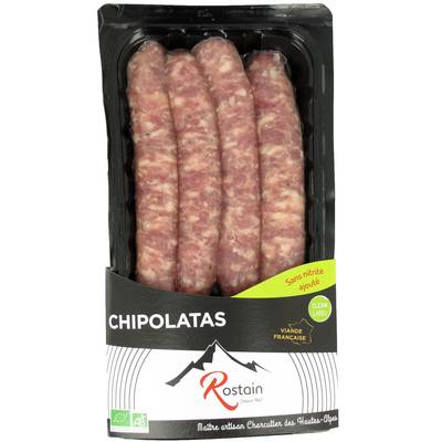 Rostain Chipolatas Bio Sans Nitrite Ajouté, 4x55g